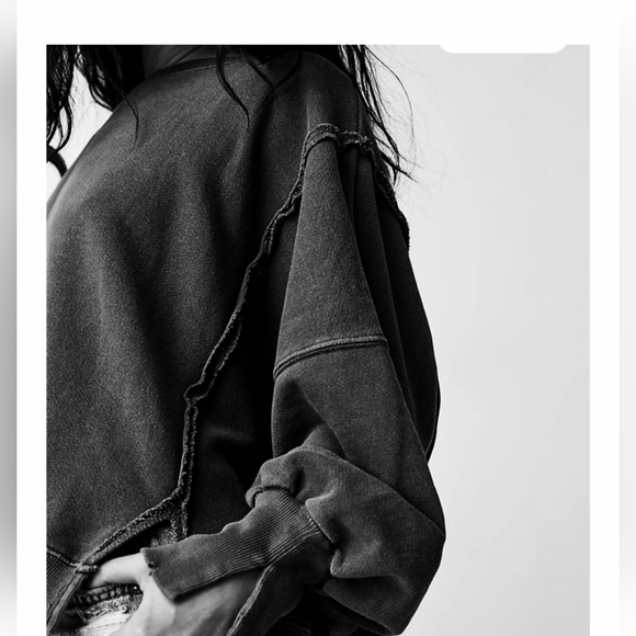 FREE PEOPLE CAMDEN Sweatshirt in Washed Black XS nwot - Picture 7 of 8